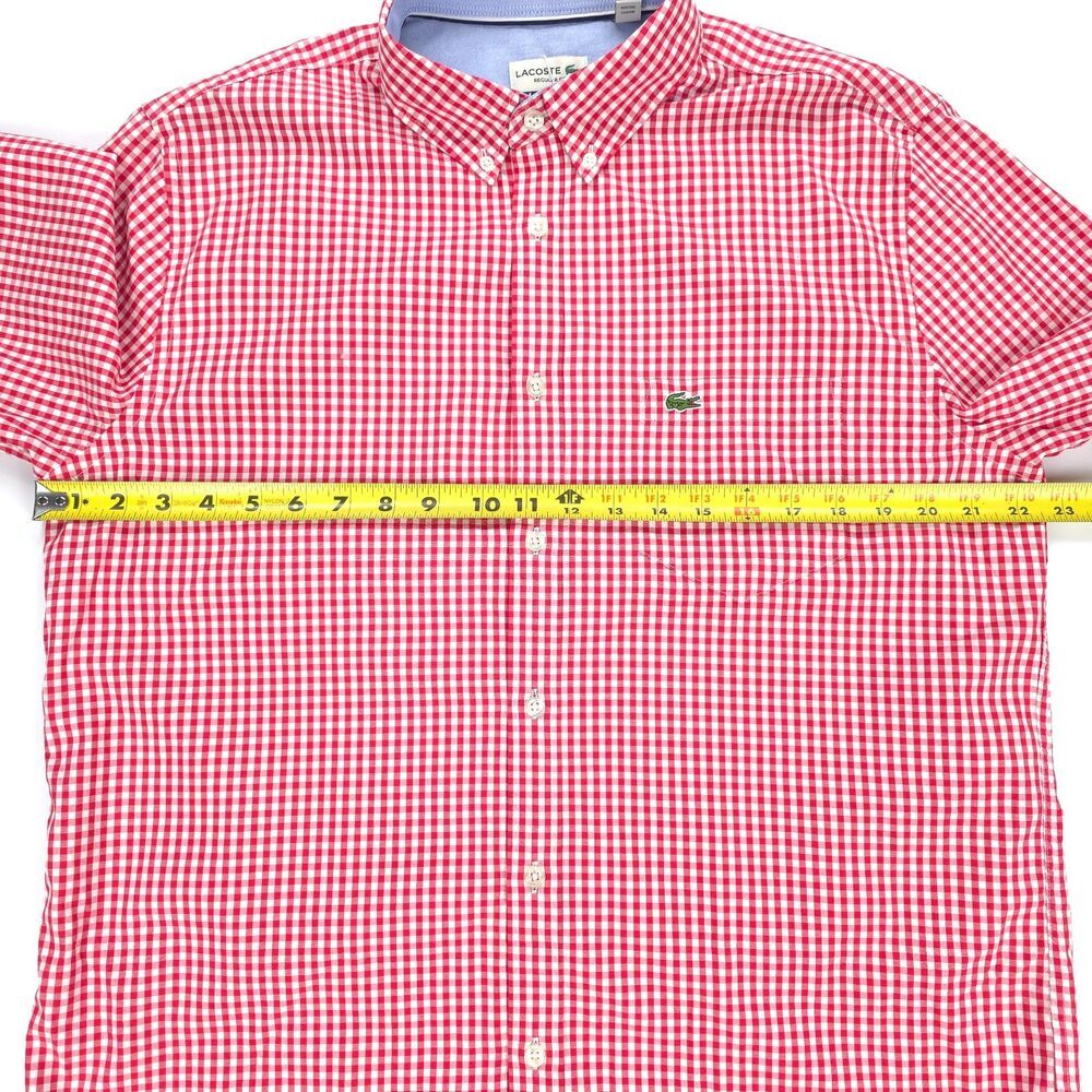 NWT Lacoste Regular Fit Check Sport Shirt Goji Red White Plaid Preppy Academia - Picture 5 of 11